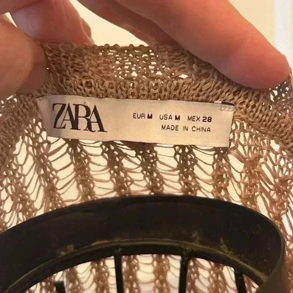 Zara Open Knit Round Neck Tank Sweater-Sz M - Picture 4 of 7